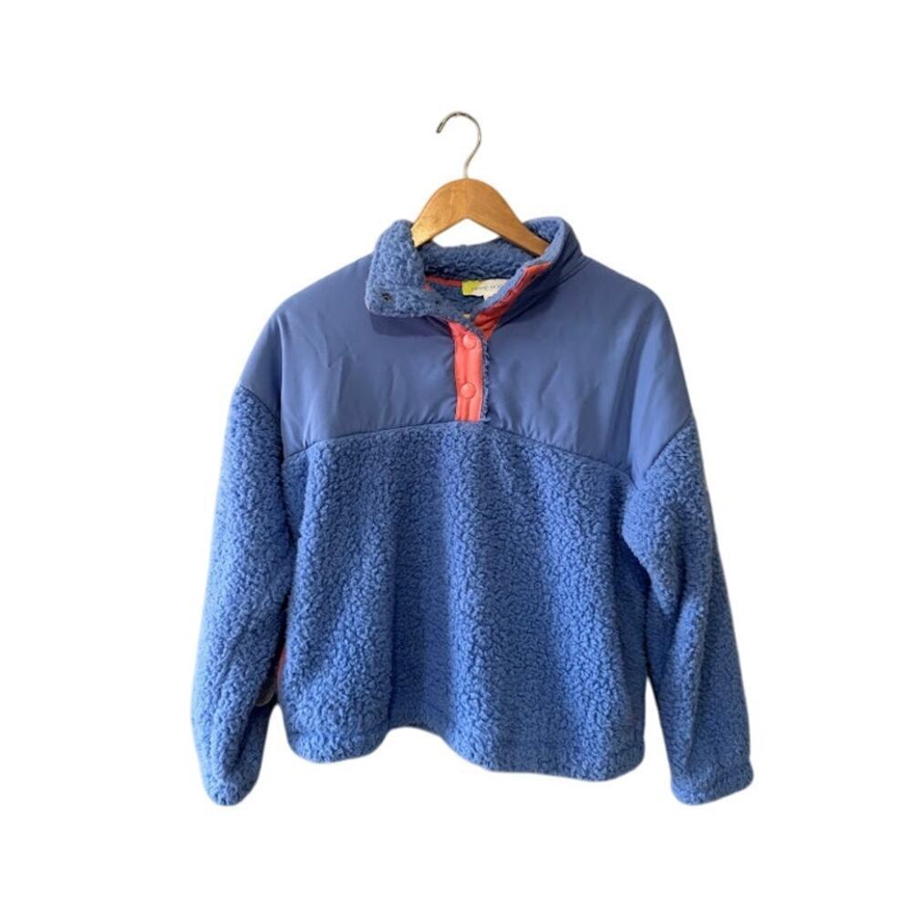 Sherpa Pullover Womens‎ Large Hippie Rose Blue/Pink Accent